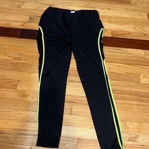 SHEIN Kids Black Leggings with Neon Yellow Accents